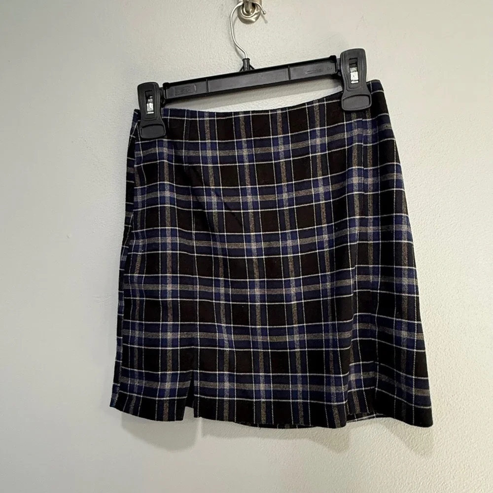 Eyeshadow Plaid Mini‎ Skirt Blue Black Tan Women's Size 3 academia